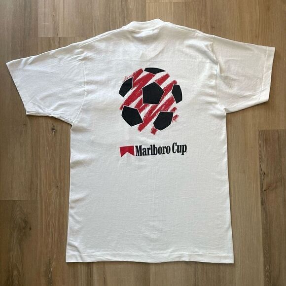 VTG 1989 Marlboro Cup Cigarettes Soccer T-Shirt Single Stitch FOTL Men’s L USA - Picture 1 of 6